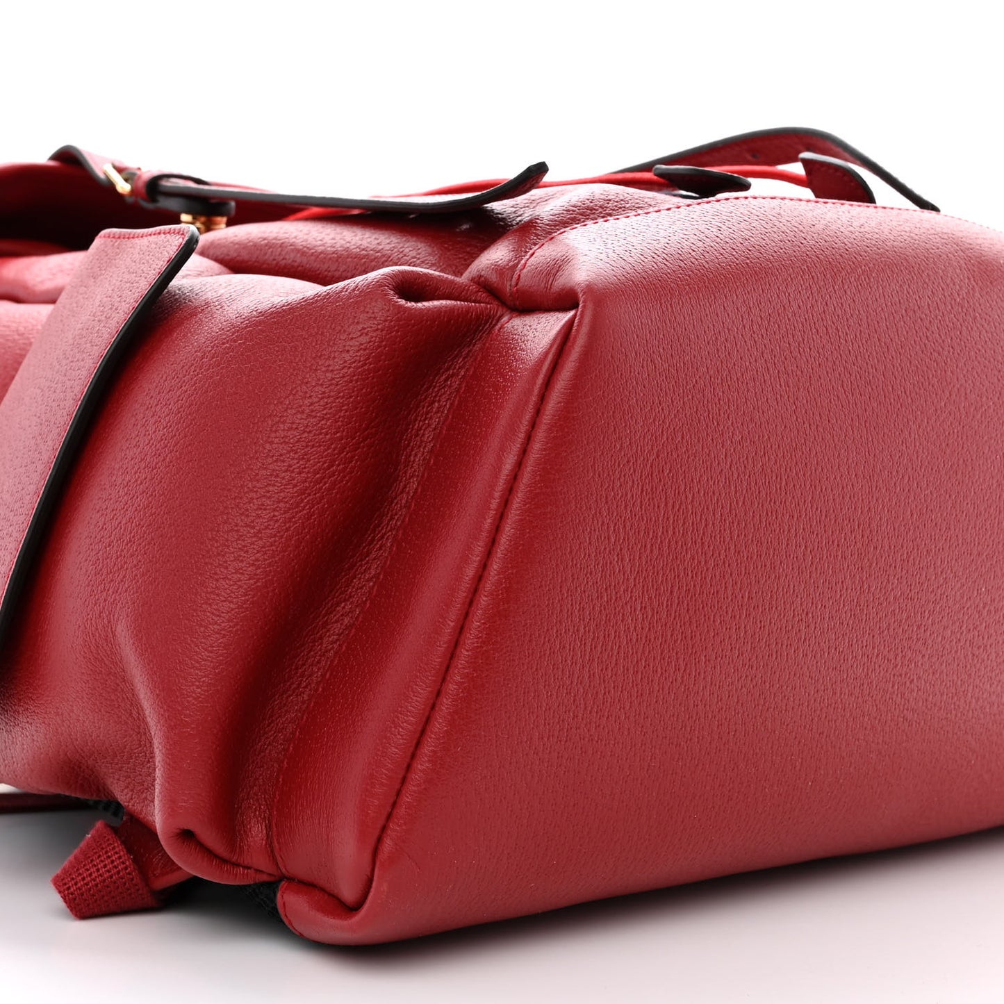 Grained Calfskin Medium Ophidia Double Buckle Backpack Red