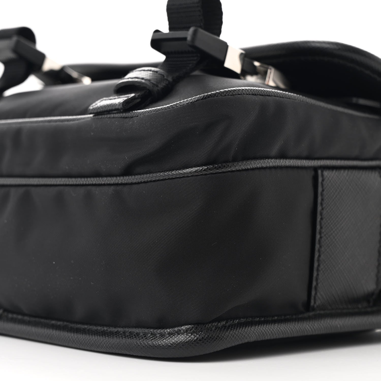 Prada Re-Nylon Saffiano Pocket Double Snap Buckle Shoulder Bag Black 12 of 12