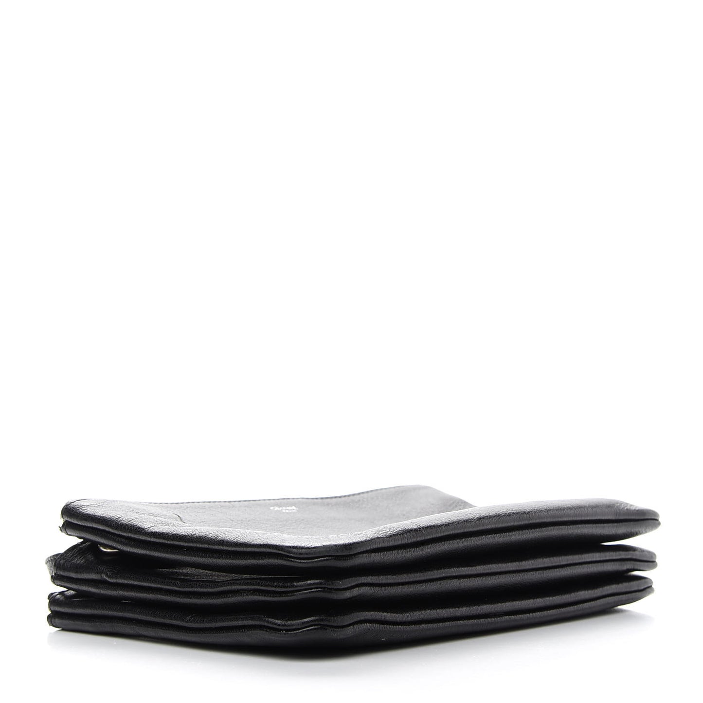 Shiny Textured Calfskin Small Trio Crossbody Bag Black