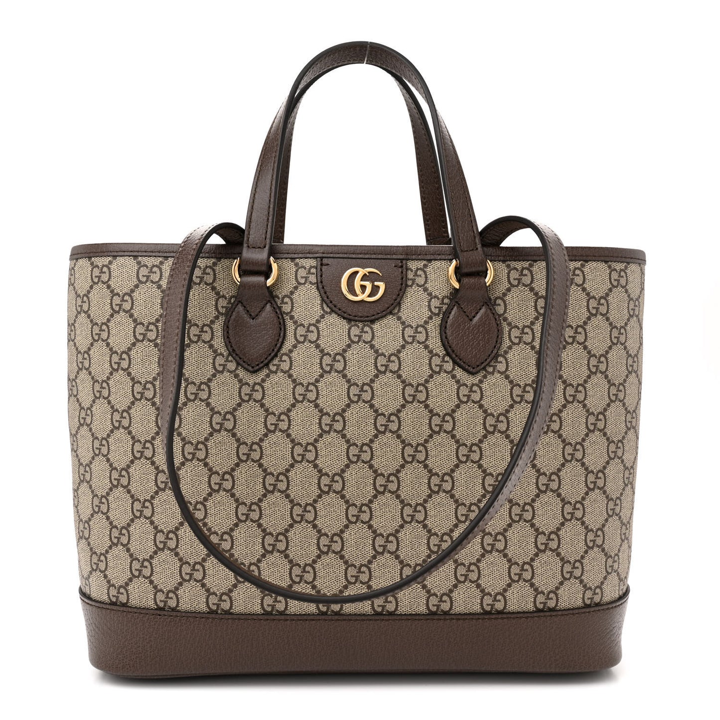 GG Supreme Monogram Textured Calfskin Small Ophidia Shoulder Tote Bag Beige Ebony New Acero