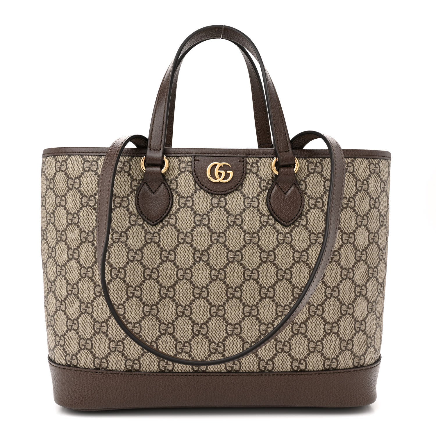 Gucci GG Supreme Monogram Textured Calfskin Small Ophidia Shoulder Tote Bag Beige Ebony New Acero 1 of 11