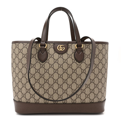 Gucci GG Supreme Monogram Textured Calfskin Small Ophidia Shoulder Tote Bag Beige Ebony New Acero 1 of 11