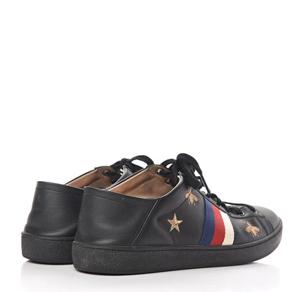 Gucci Calfskin Bee Star Embroidered Sylvie Web Ace Sneakers 40 Black 4 of 14
