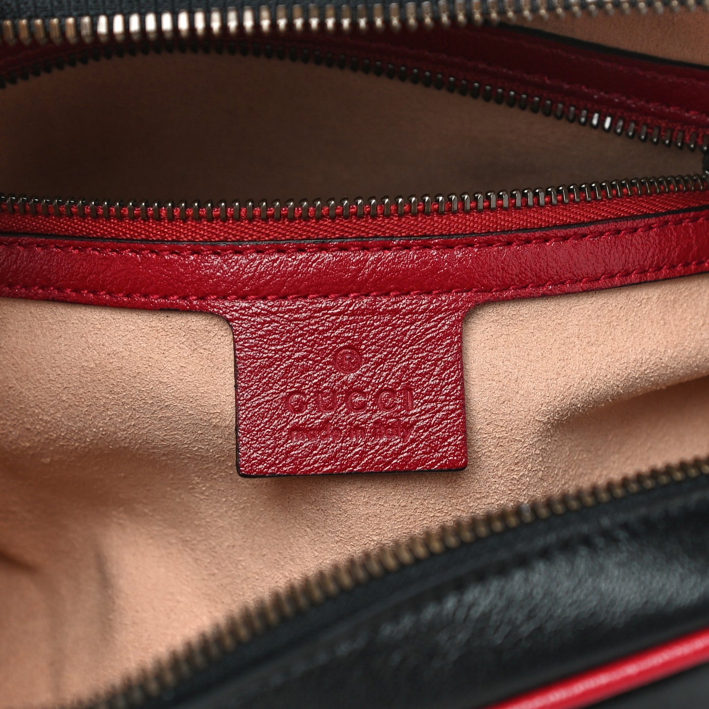 Vintage Effect Calfskin Matelasse Diagonal Small Torchon GG Marmont Bamboo Top Handle Shoulder Bag Black Romantic Cherry