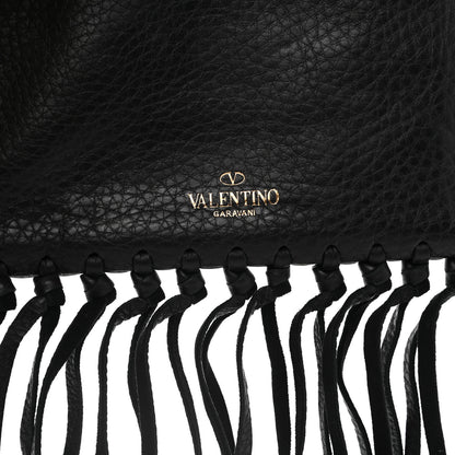 Valentino Garavani Calfskin C-Rockee Sagittarius Fringe Clutch Black 7 of 9