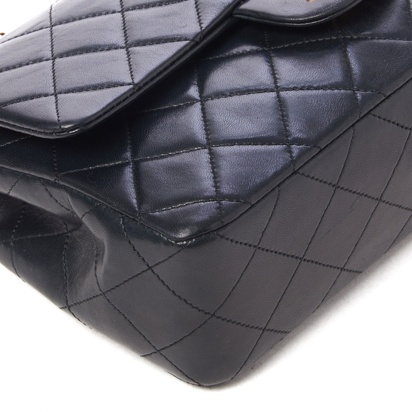 Lambskin Quilted Small Double Flap Black