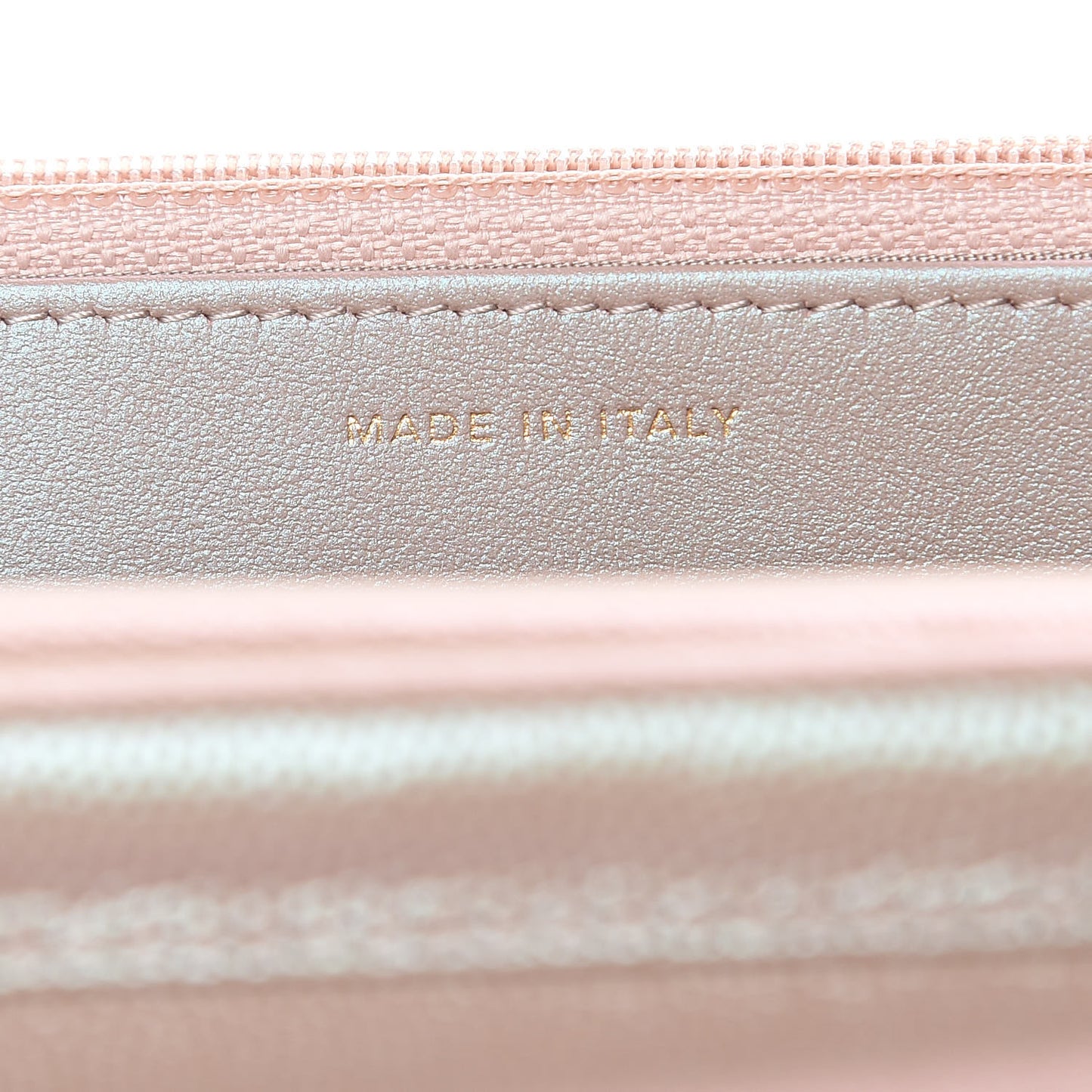 Iridescent Caviar Quilted Wallet On Chain WOC Beige