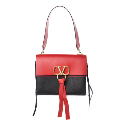 Valentino Garavani Smooth Calfskin Medium Vring Shoulder Bag Rouge Pur Cerise Black 1 of 8