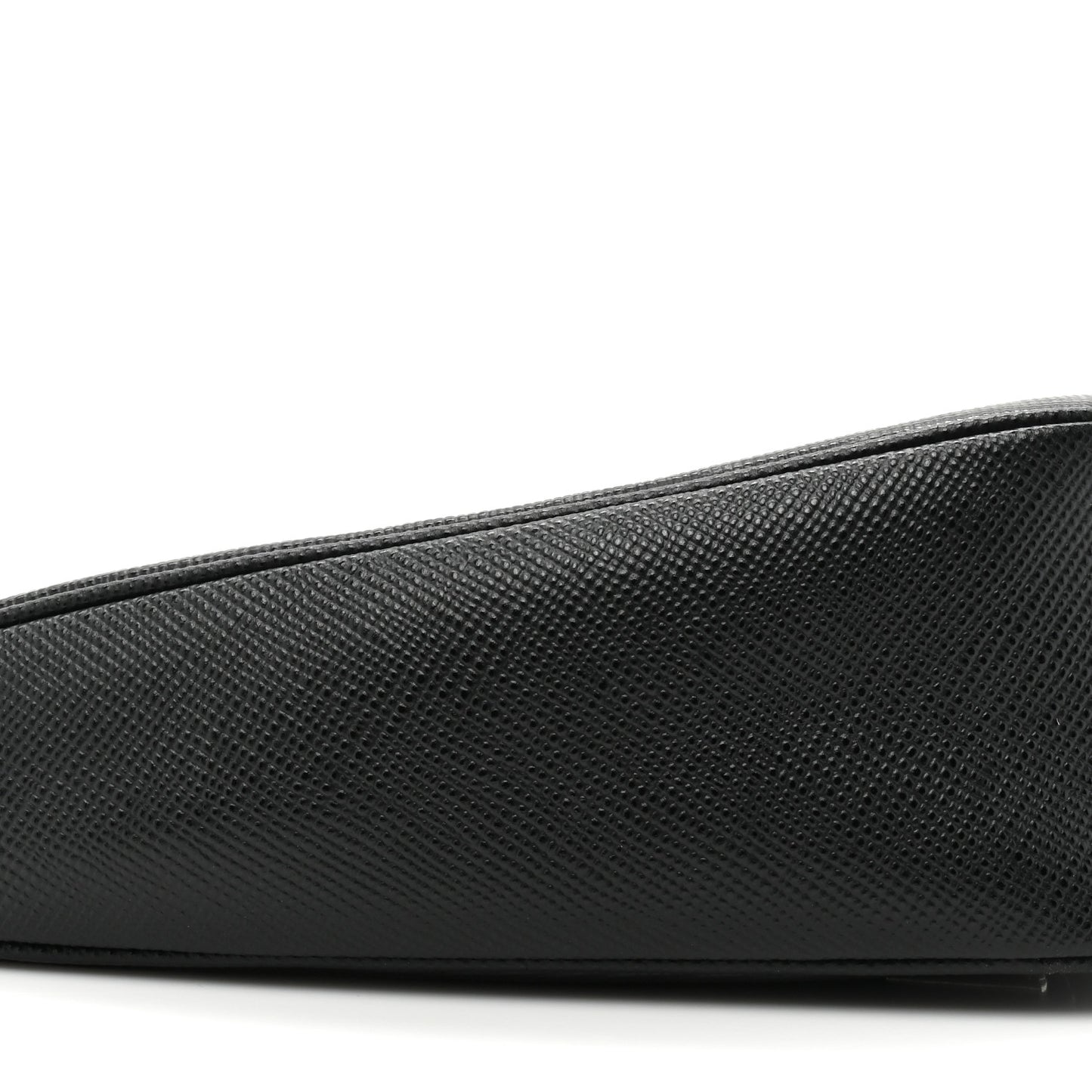 Saffiano Cuir Triangle Logo Embossed Triangle Wristlet Black