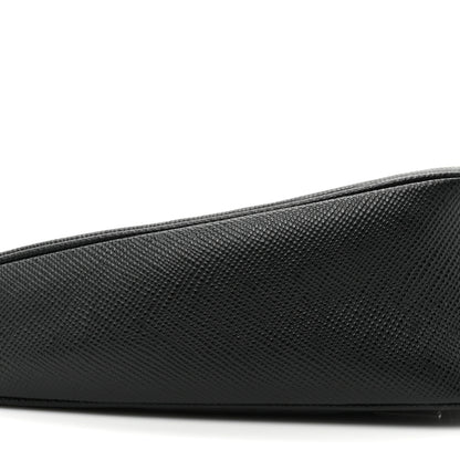Prada Saffiano Cuir Triangle Logo Embossed Triangle Wristlet Black 8 of 9