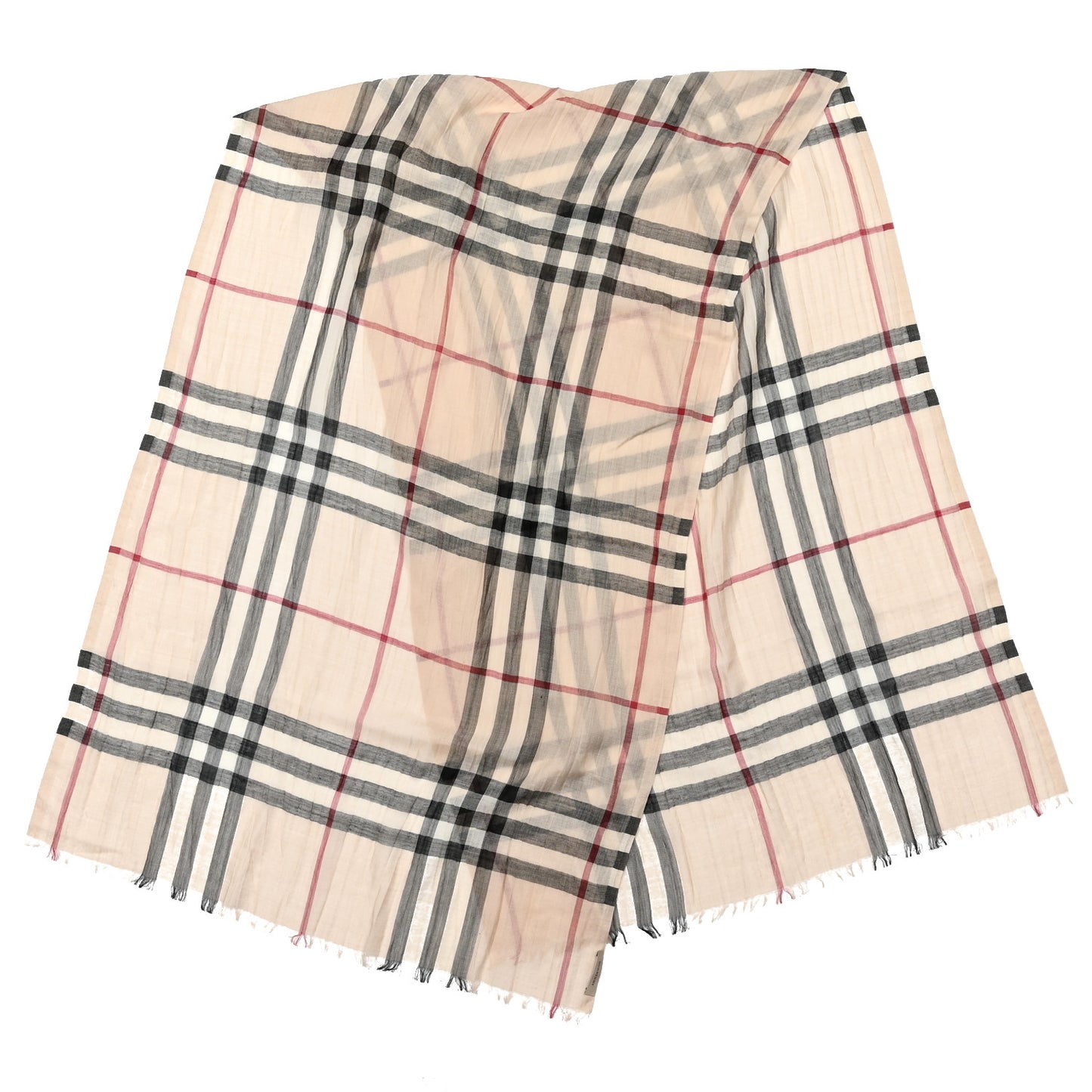 Wool Silk Gauze Giant Check Scarf Trench