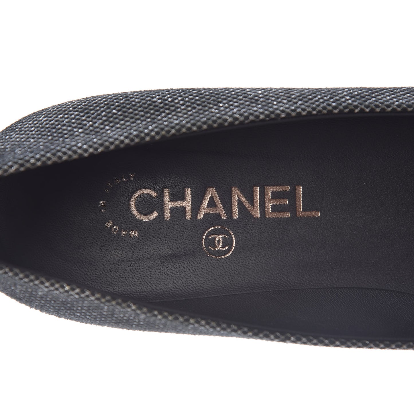 Metallic Mesh Quilted CC Cap Toe Pumps 38.5 Black Silver