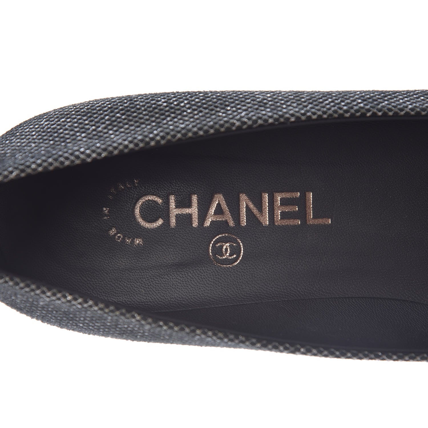 Chanel Metallic Mesh Quilted CC Cap Toe Pumps 38.5 Black Silver 9 of 12