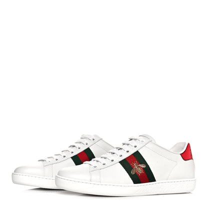 Gucci Calfskin Ayers Bee Embroidered Womens Ace Sneakers 36 White Green 3 of 8