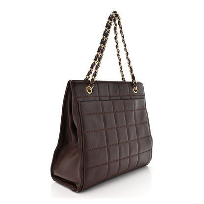 Chanel Calfskin Stitched Chocolate Bar Shopping Tote Dark Brown 3 of 19