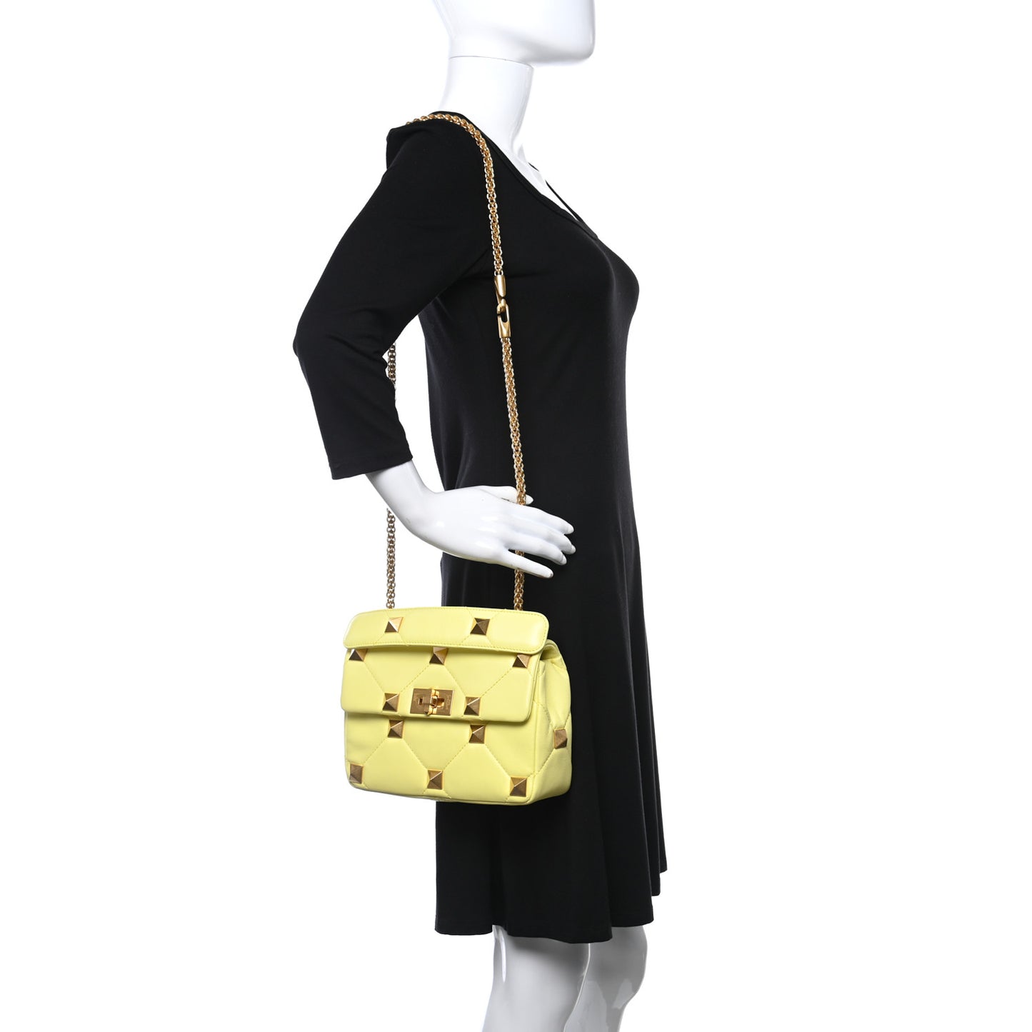 Nappa Medium Roman Stud Shoulder Bag Lime Sorbet