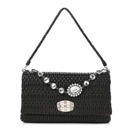 Miu Miu Nappa Matelasse Crystal Flap Clutch Black 1 of 8