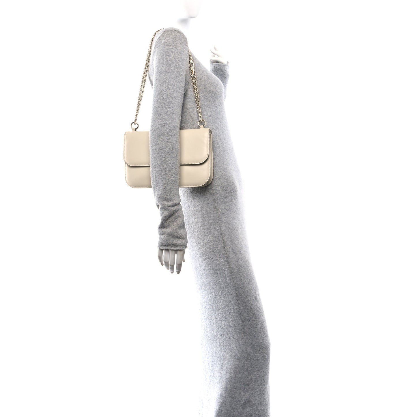 Vitello Medium Glam Lock Rockstud Flap Light Ivory