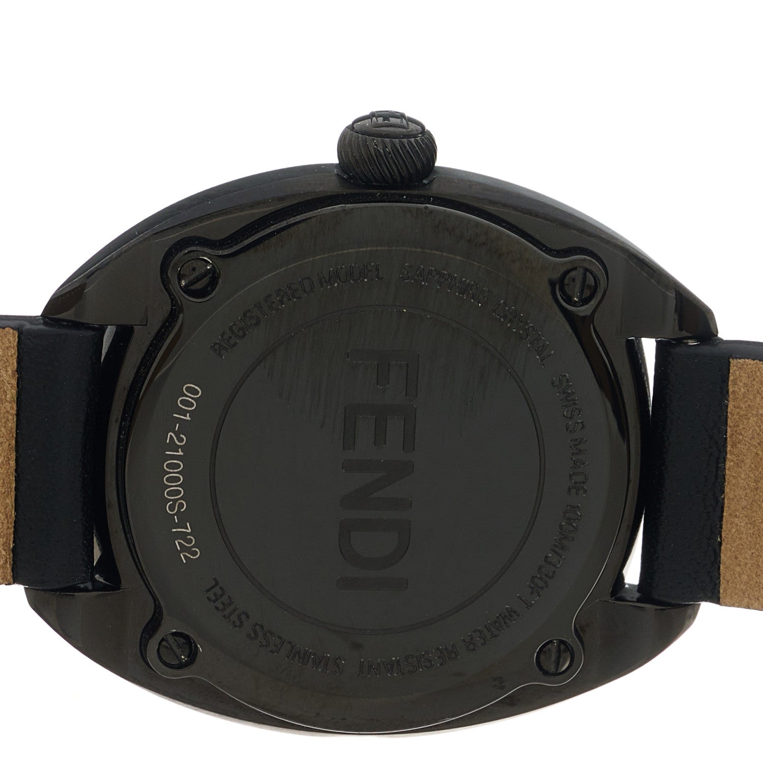 Fendi Stainless Steel Calfskin Diamond 26mm Momento Bugs Quartz Watch Black 4 of 5