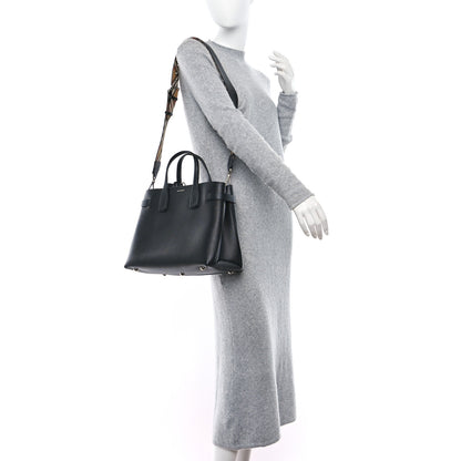 Burberry Grainy Calfskin House Check Medium Banner Tote Black 2 of 8