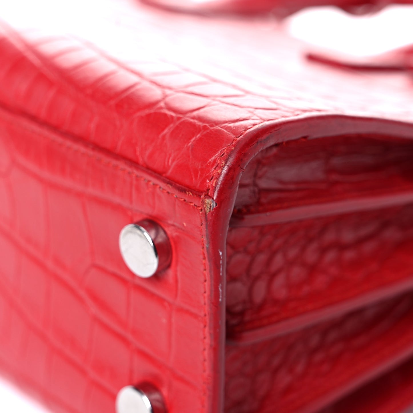 Calfskin Crocodile Embossed Nano Sac De Jour Red