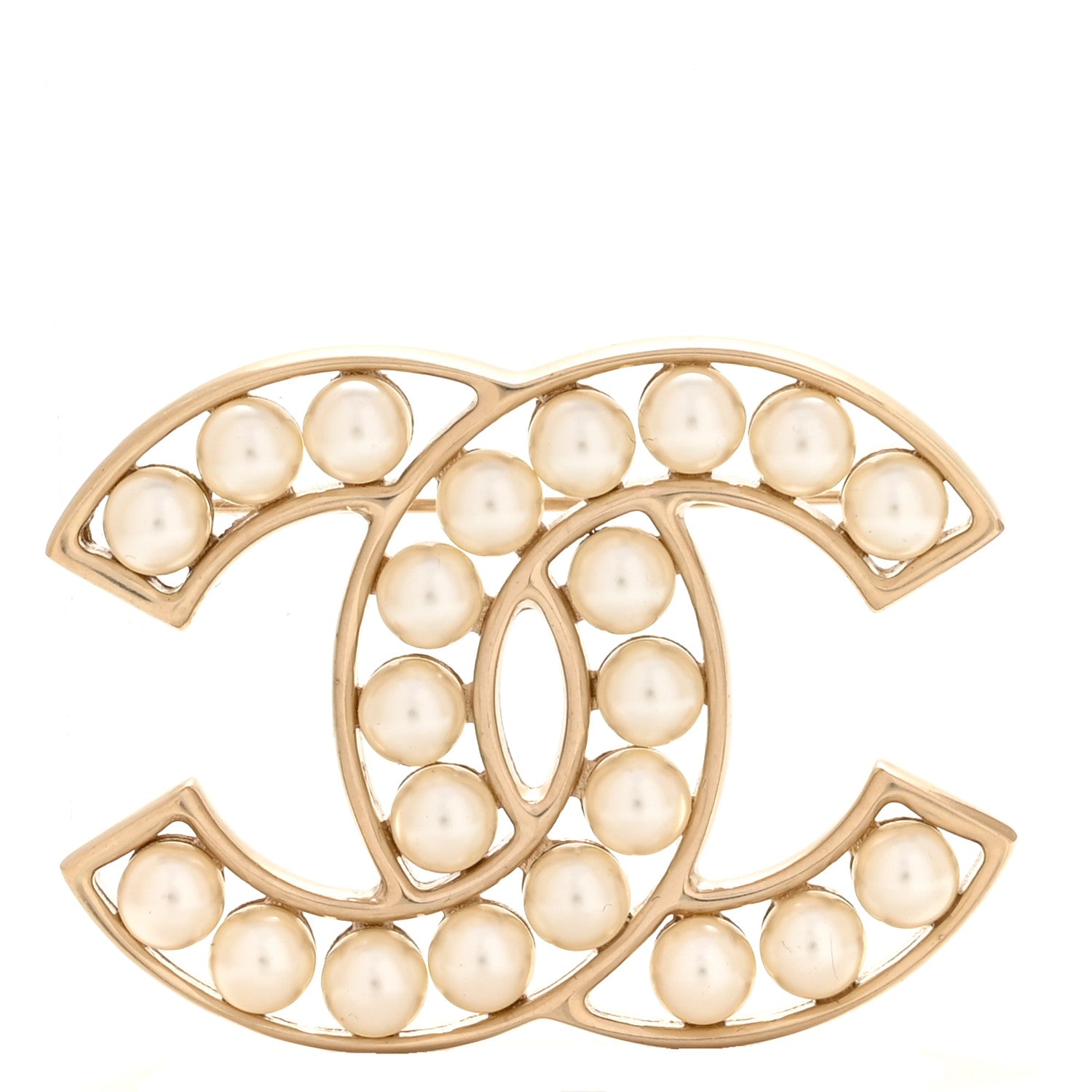 Chanel Pearl CC Brooch Light Gold 1 of 4