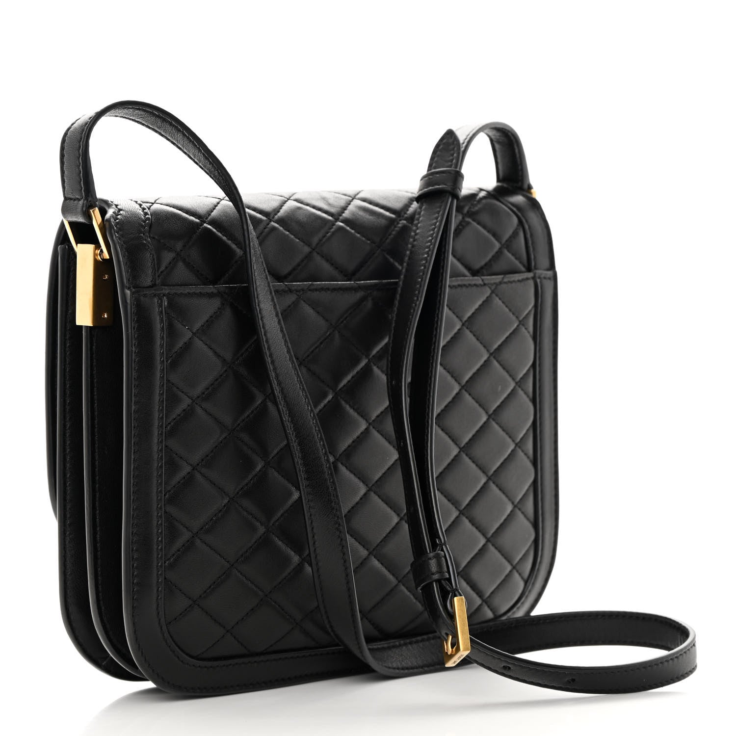 Saint Laurent Lambskin Quilted Monogram Medium Solferino Satchel Black 3 of 11