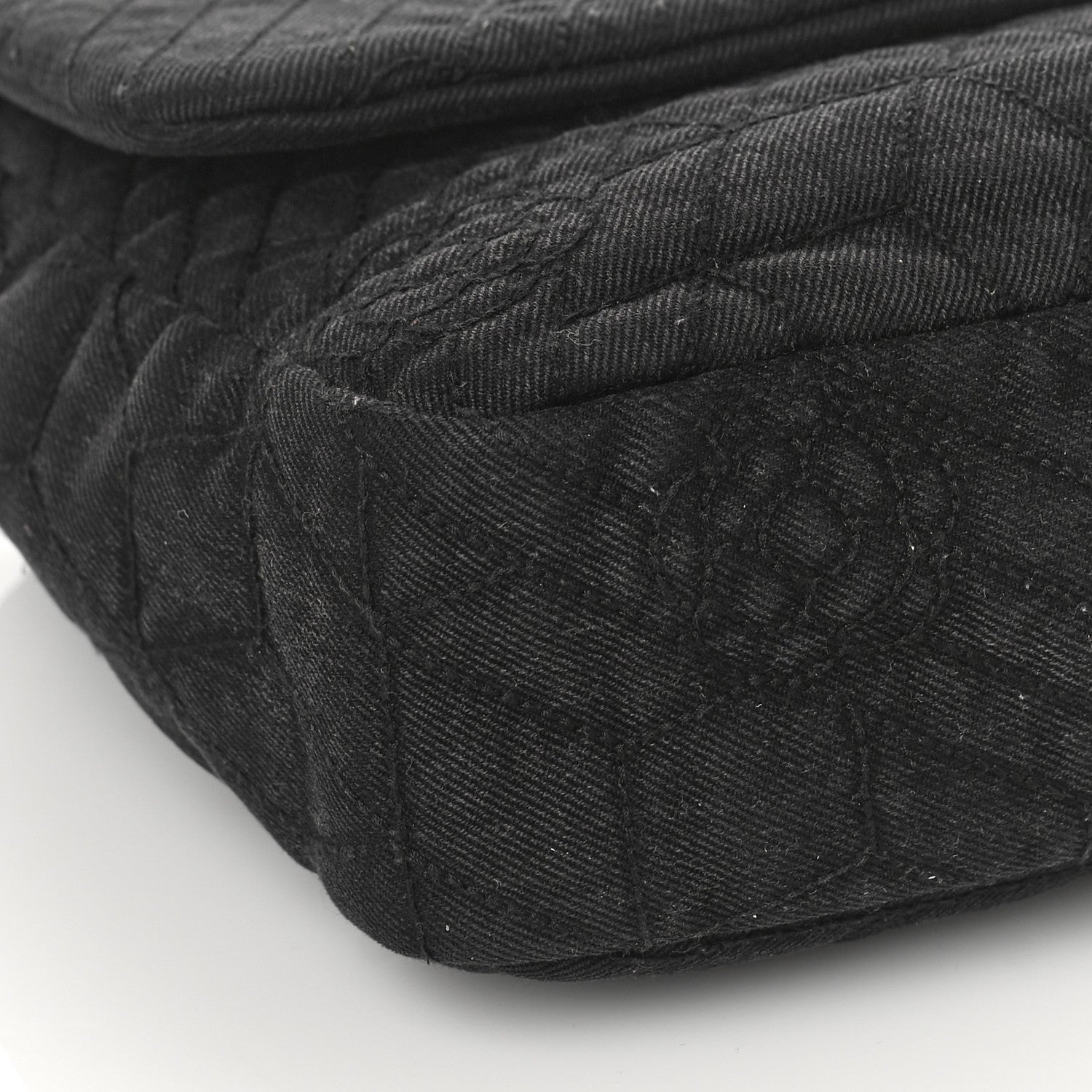 Chanel Denim Camellia Embroidered Large Flap Black 8 of 9