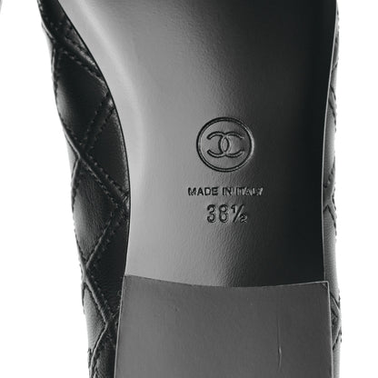 Chanel Lambskin Patent Double Stitched CC Cap Toe Ballerina Flats 38.5 Black 6 of 8