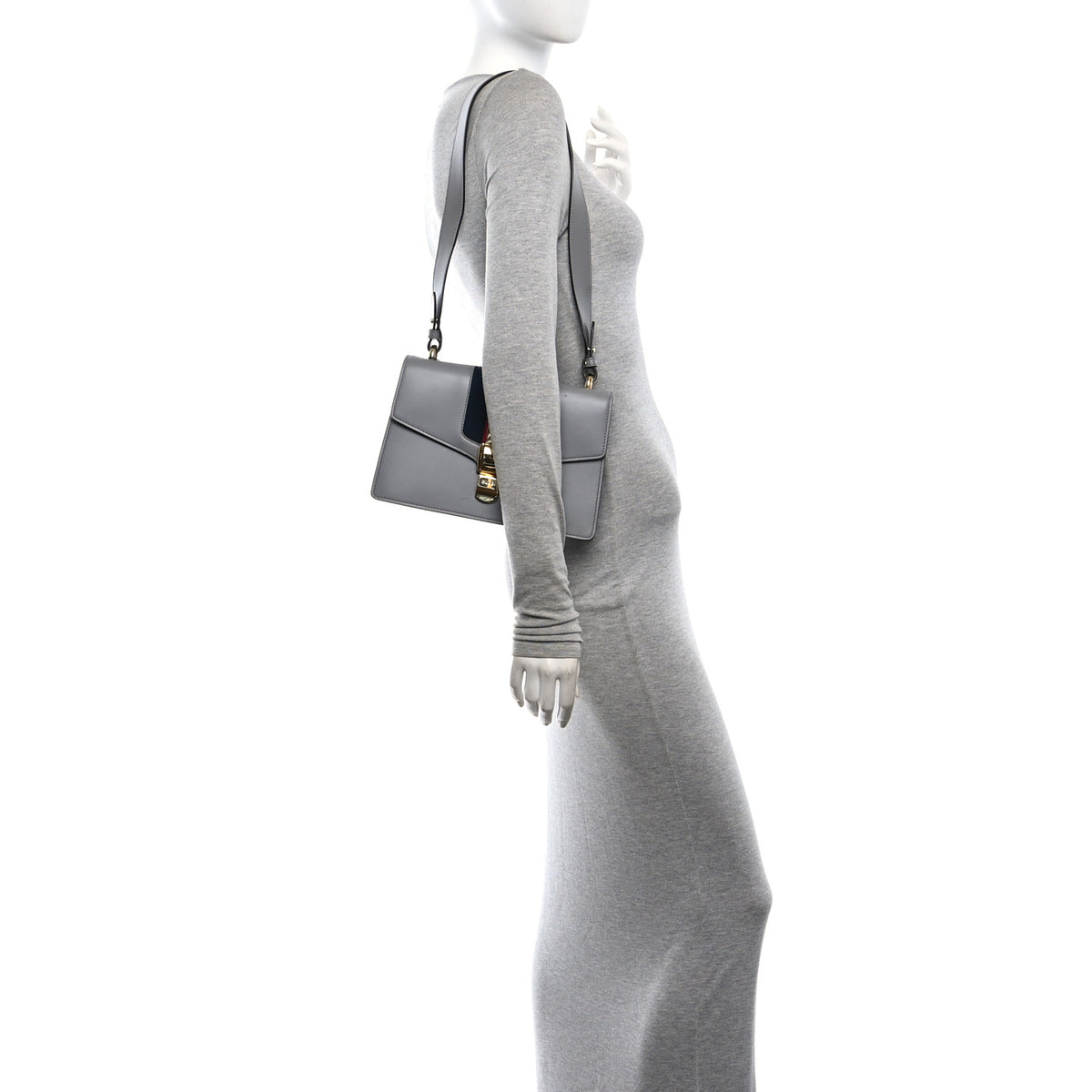 Gucci Calfskin Small Sylvie Shoulder Bag Deep Grey 2 of 10