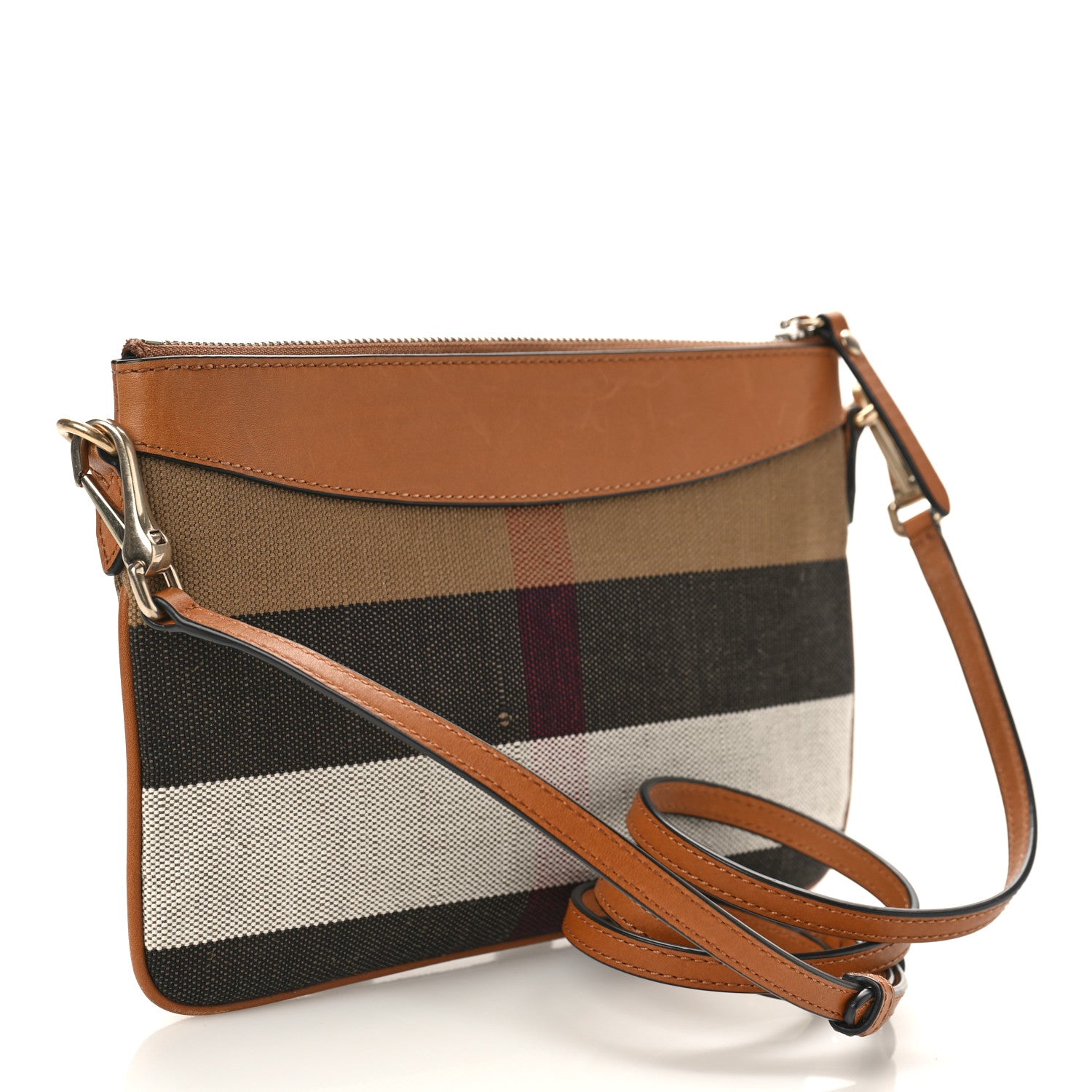 Burberry Mega Check Peyton Crossbody Clutch Bag Saddle Brown 2 of 8