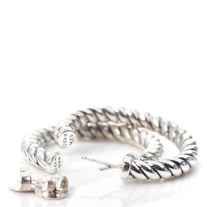David Yurman Sterling Silver Small Sculpted Cable Hoop Earrings 3 of 4