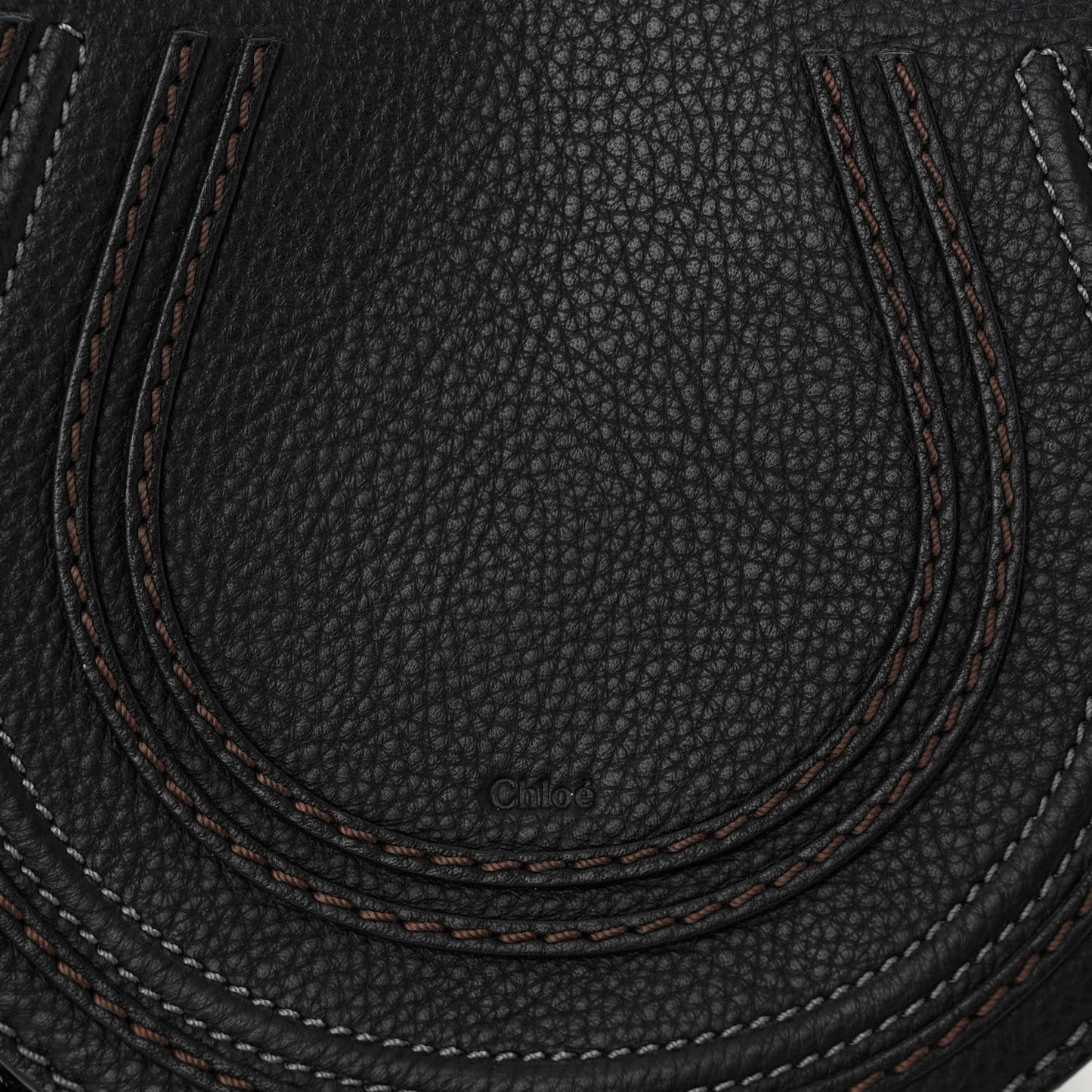 Grained Calfskin Small Marcie Saddle Bag Black