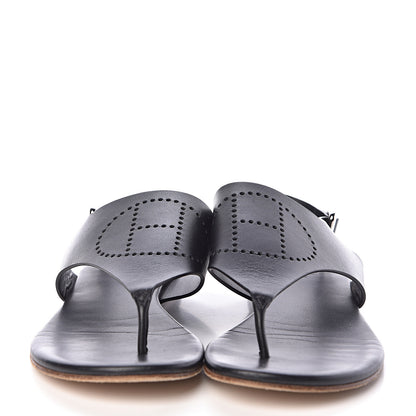 Hermes Calfskin Kola Sandals 38 Black 2 of 7