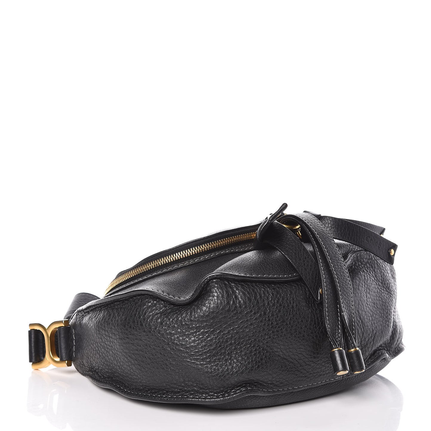 Calfskin Medium Marcie Round Zip Crossbody Bag Black