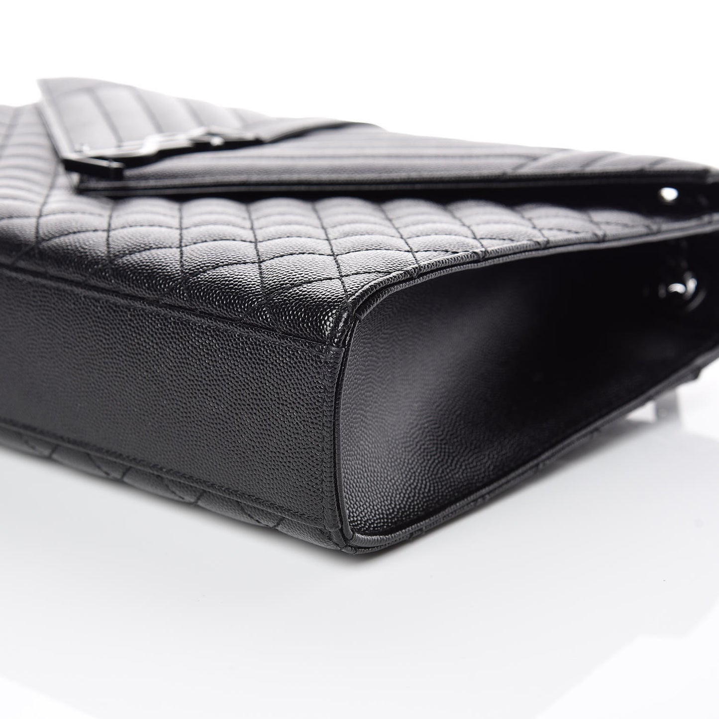 Grain De Poudre Textured Mixed Matelasse Large Triquilt Monogram Monochrome Satchel Black