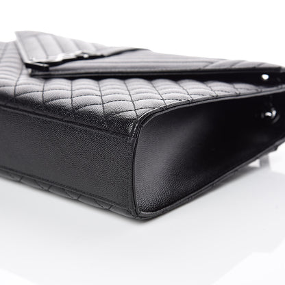 Saint Laurent Grain De Poudre Textured Mixed Matelasse Large Triquilt Monogram Monochrome Satchel Black 6 of 11