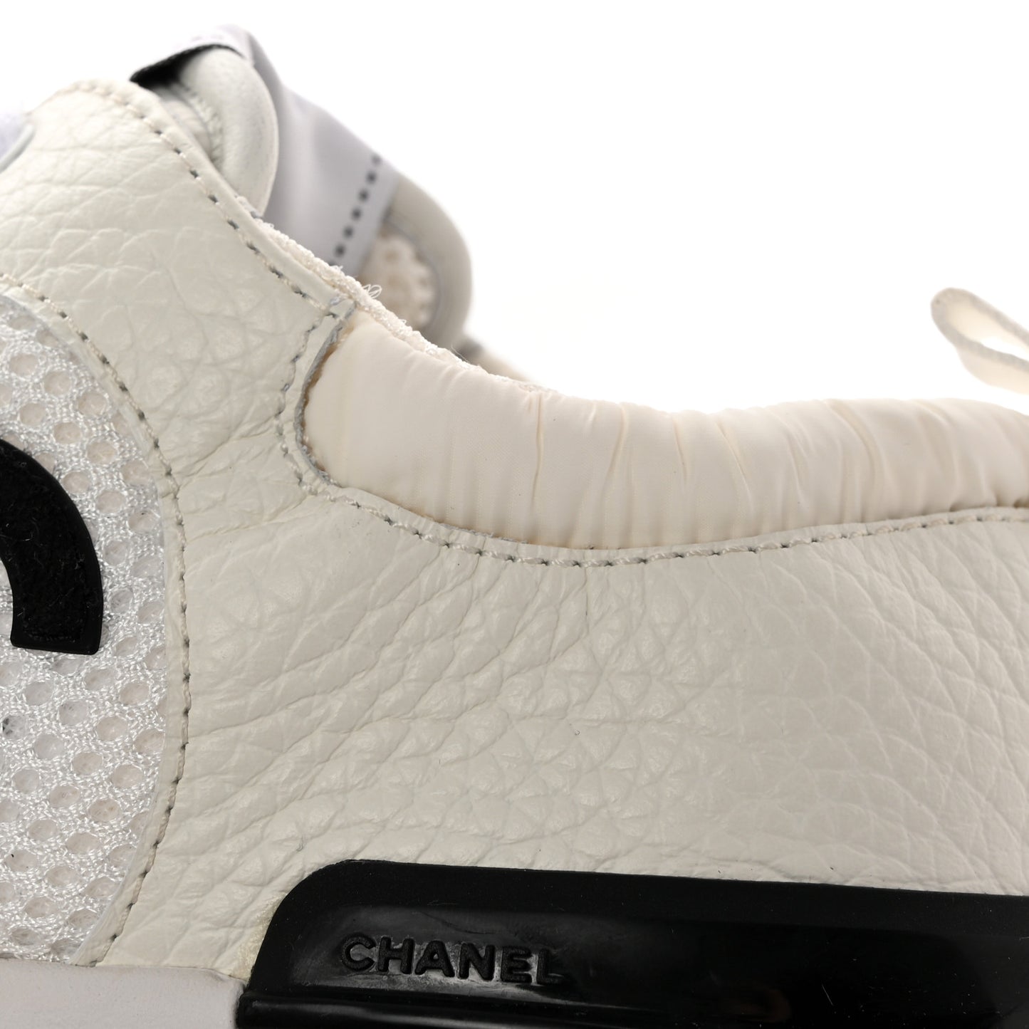 Calfskin Mesh Lycra Suede Womens Logo Sneakers 36 White Black