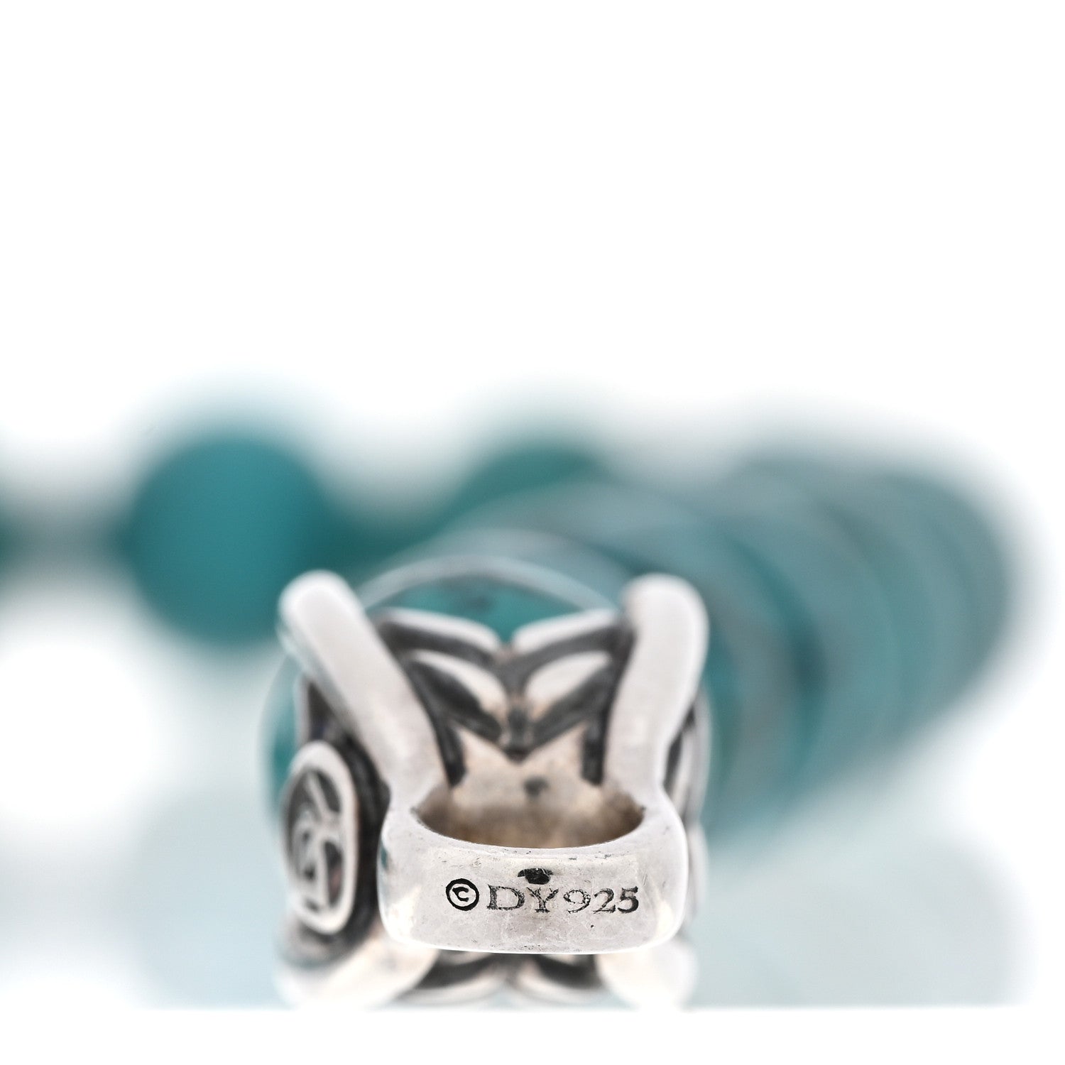 David Yurman DAVID YURMAN Sterling Silver Turquoise 8mm Spiritual Beads Bracelet 3 of 3