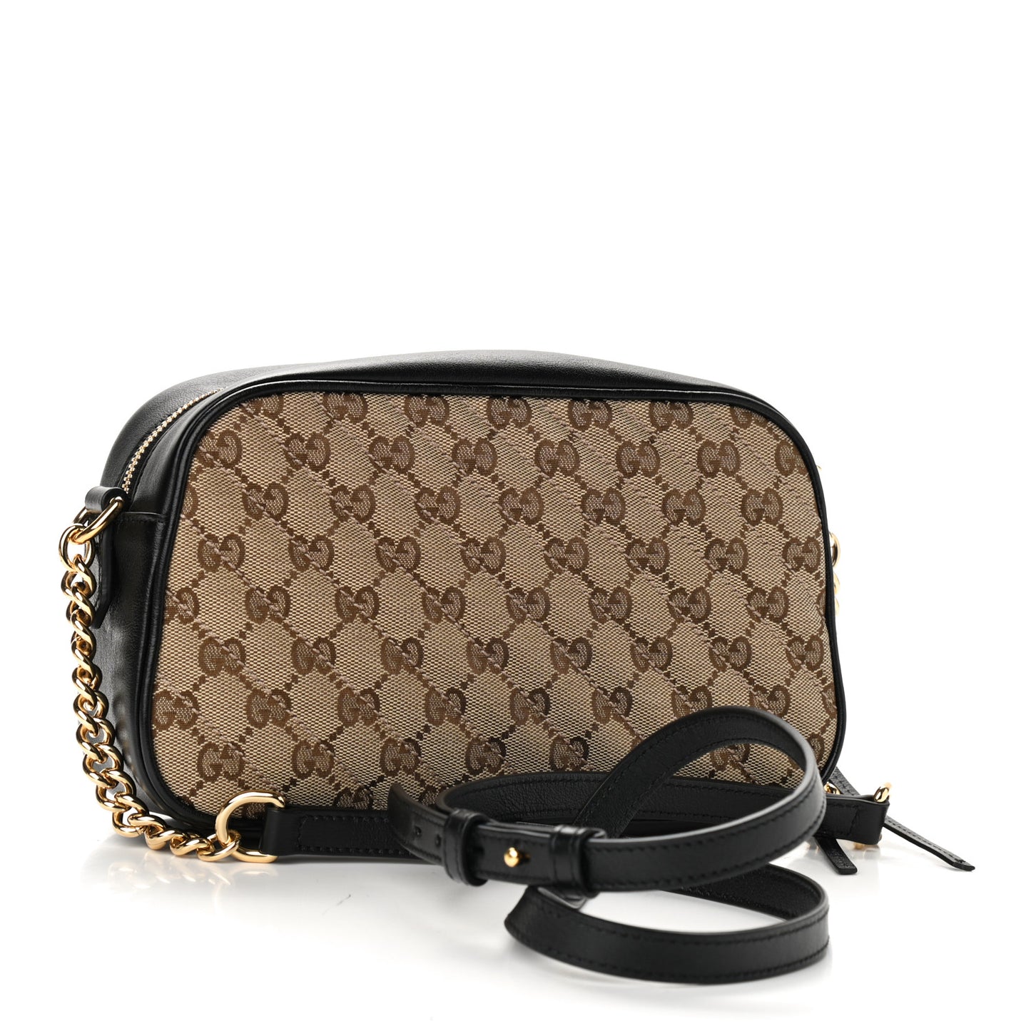 Monogram Matelasse Diagonal Small GG Marmont Chain Shoulder Bag Beige Black
