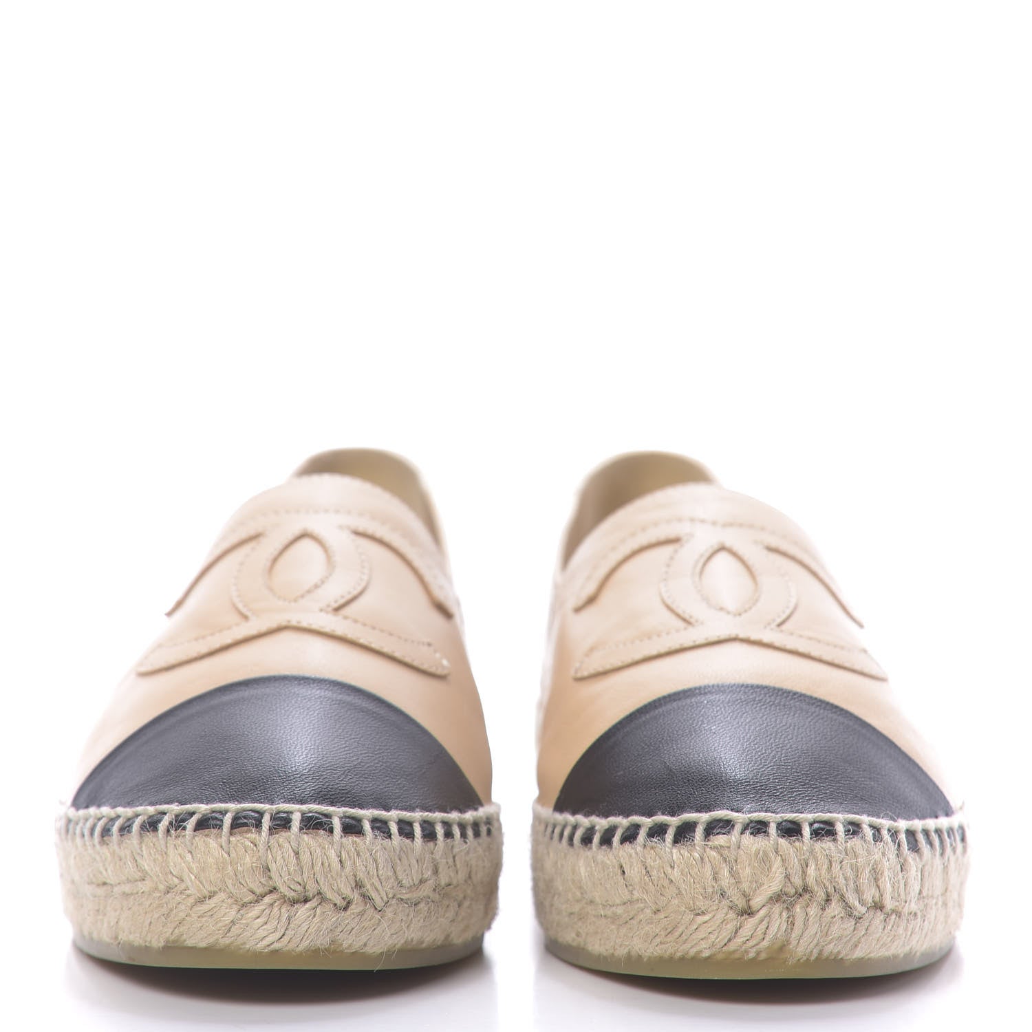Chanel Lambskin CC Espadrilles 38 Beige Black 2 of 9