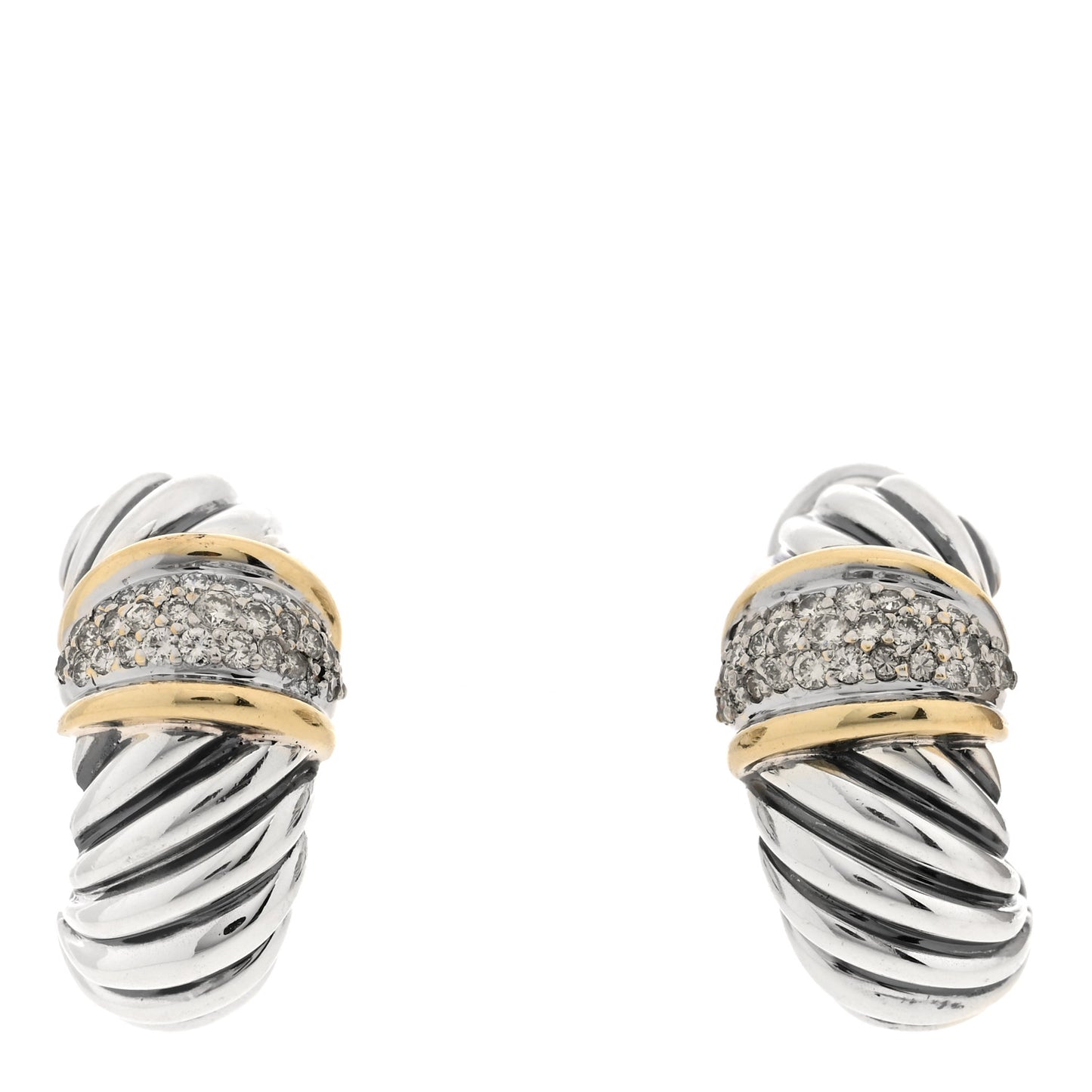 Sterling Silver 18K Yellow Gold Diamond Shrimp Earrings