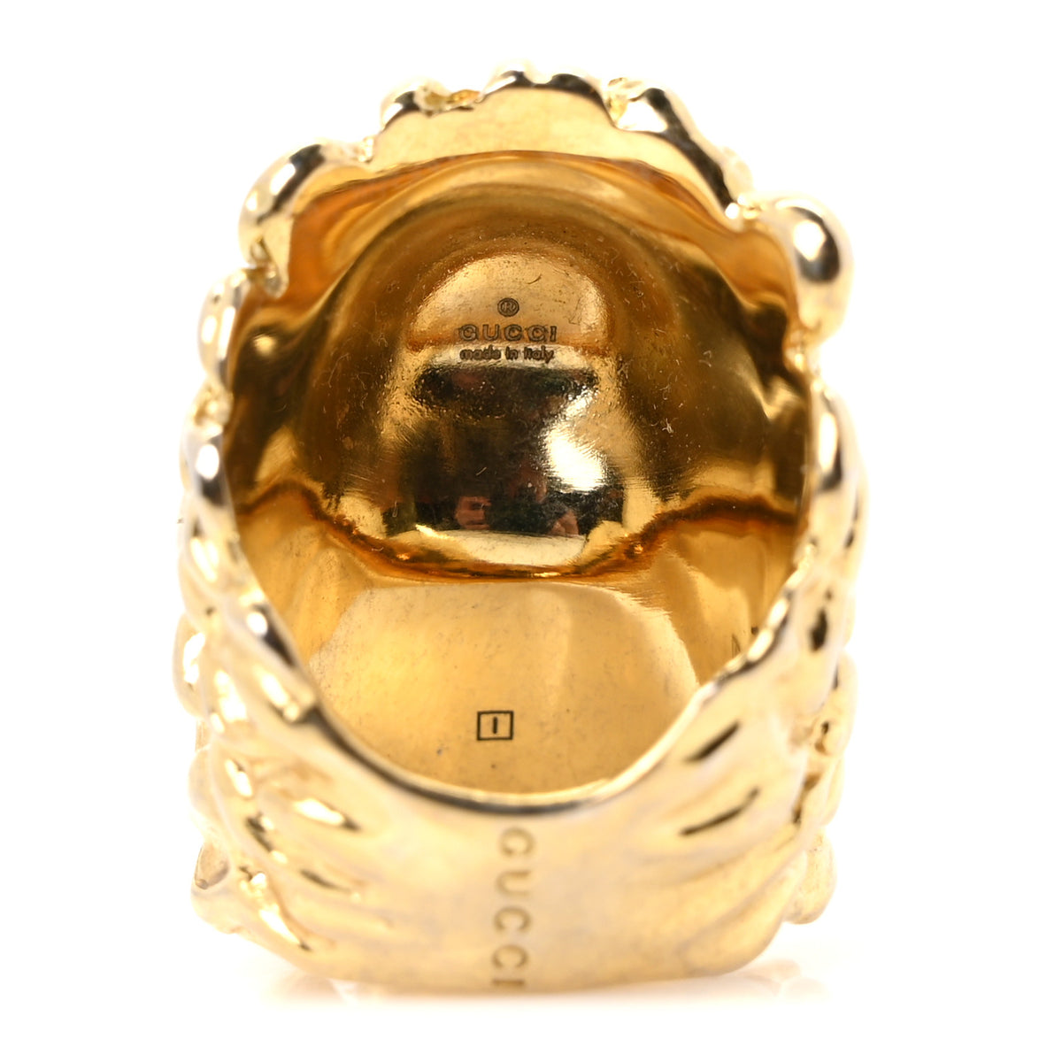 Metal Crystal Lion Head Ring 52 6 Aged Gold