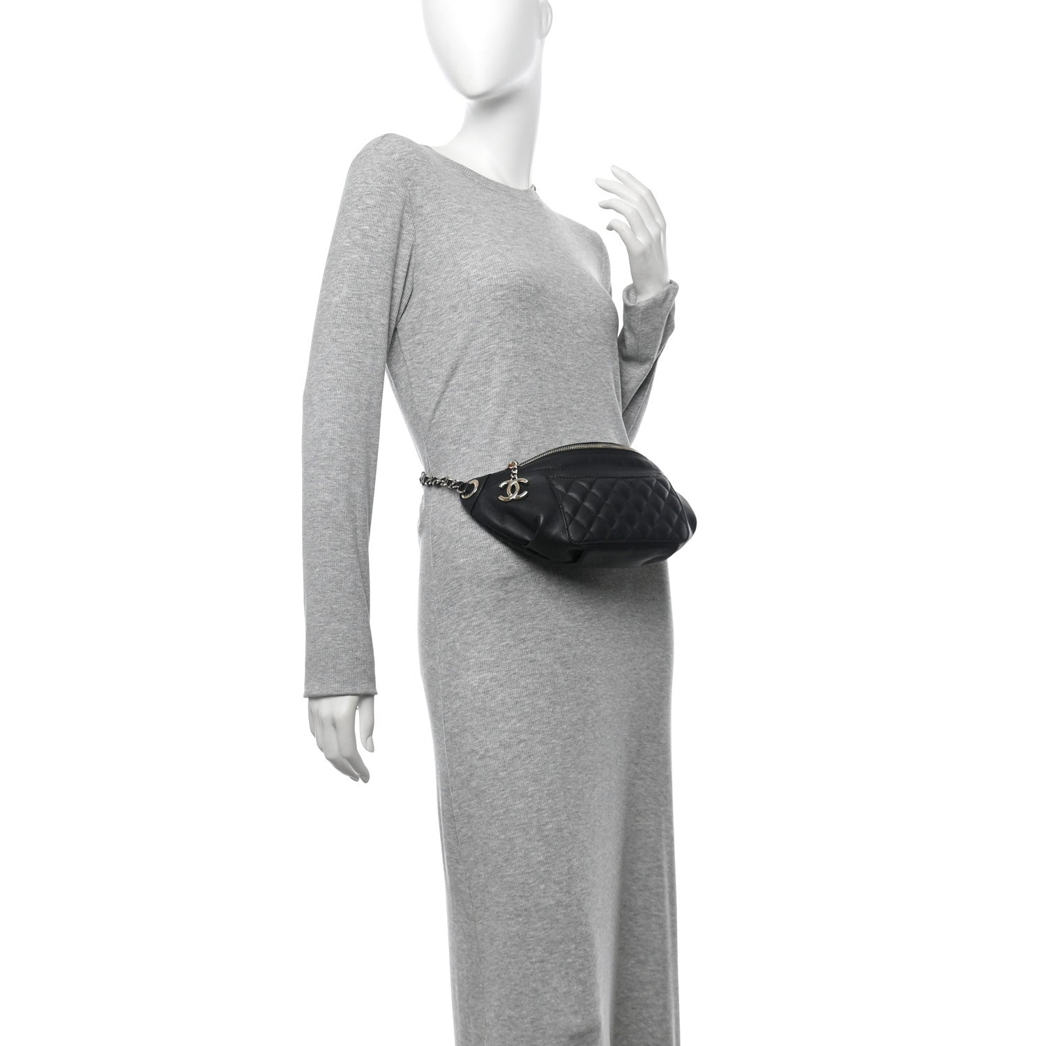 Chanel Crumpled Glazed Lambskin Quilted Waist Bag Fanny Pack Black 2 of 12