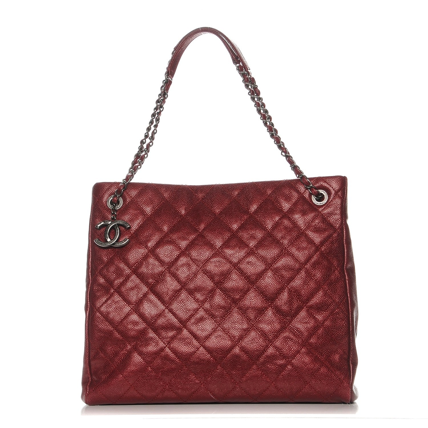 Chanel Iridescent Caviar Quilted Tall Chic Shopping Tote Red 1 of 7