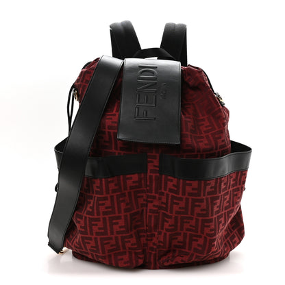 Fendi Recycled Fabric Jacquard Vitello Grace FF 1974 Large Fendi Strike Backpack Rosso Marlboro Black 1 of 10