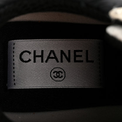 Chanel Mesh Suede Grained Calfskin Womens CC Sneakers 36.5 White Black 7 of 9