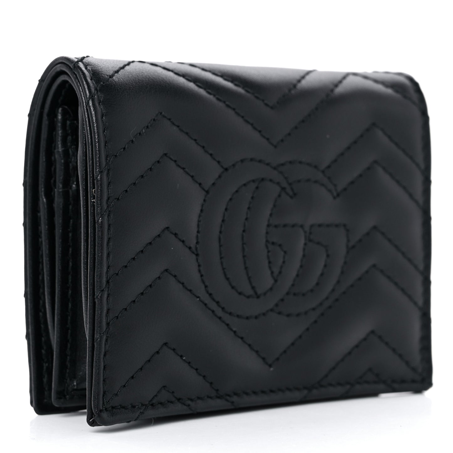 Calfskin Matelasse GG Marmont Card Case Wallet Black