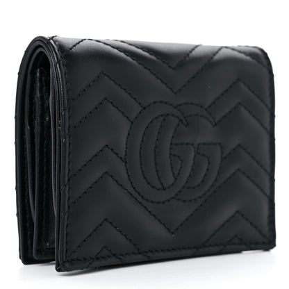 Gucci Calfskin Matelasse GG Marmont Card Case Wallet Black 3 of 10