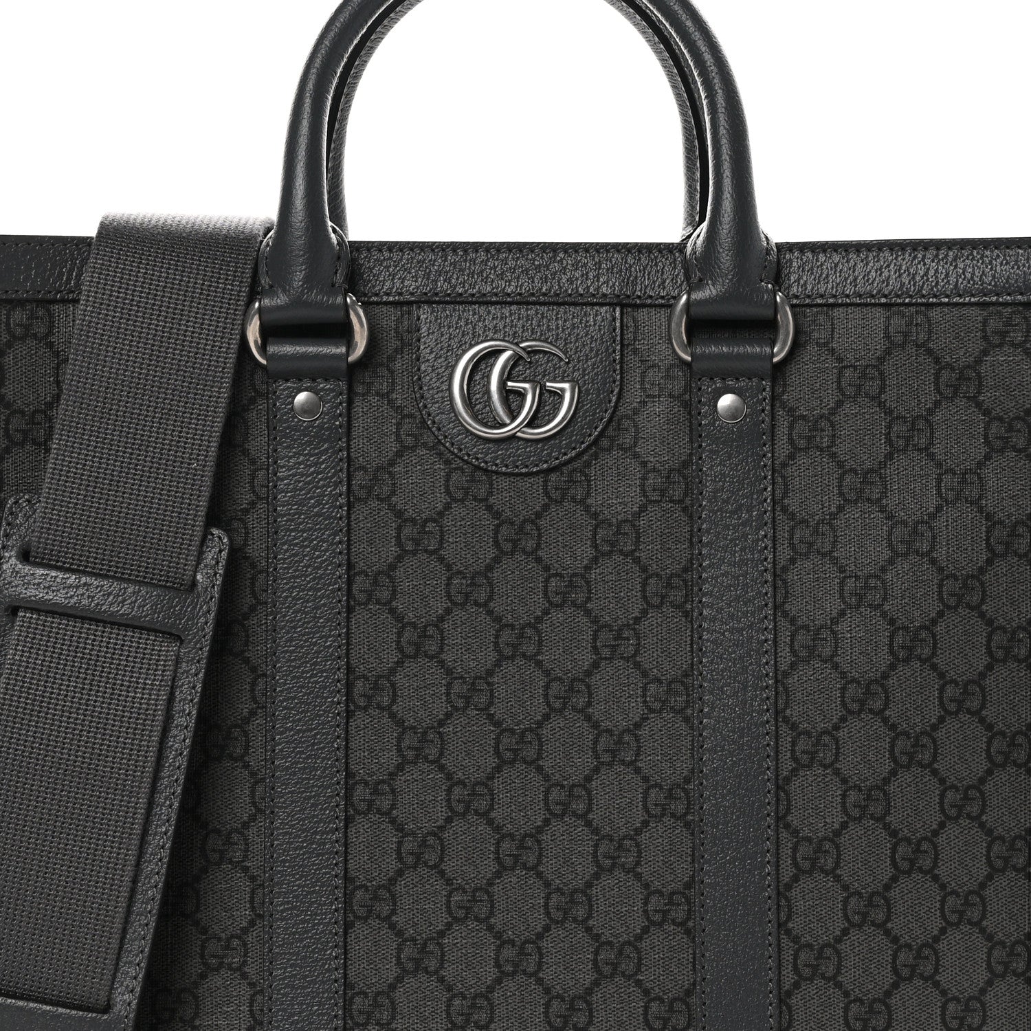 Gucci GG Supreme Monogram Textured Dollar Calfskin Medium Ophidia Tote Grey Black Graphite Grey 7 of 11